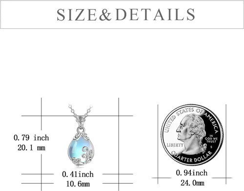 Vista 6 de POPLYKE Collar con colgante de lágrima de filigrana de plata de ley, joyería de cristal para mujer