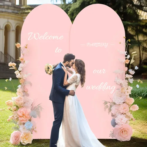 Vista 190 de Baby Blue Arch Backdrop Cover, 6FT Spandex Fitted Wedding Arch Stand Covers Round Top Chiara Backdrop Cover for Birthday Party Ceremony Banquet Azul