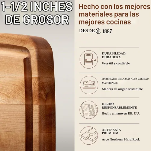Vista 3 de John Boos CB Series Tabla de cortar rectangular de madera de arce de 20 x