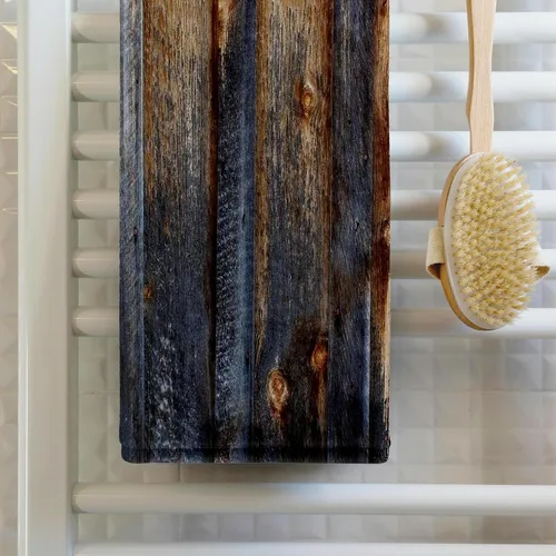 Vista 2 de 3dRose Toalla de mano de baño de 22 x 30 - Texturas de aspecto de madera de granero marrón