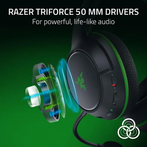 Vista 3 de Razer Kaira HyperSpeed Wireless Gaming Headset for Xbox Series X S, Xbox One, PC: TriForce 50mm Drivers - HyperClear Cardioid Mic - Low Latency