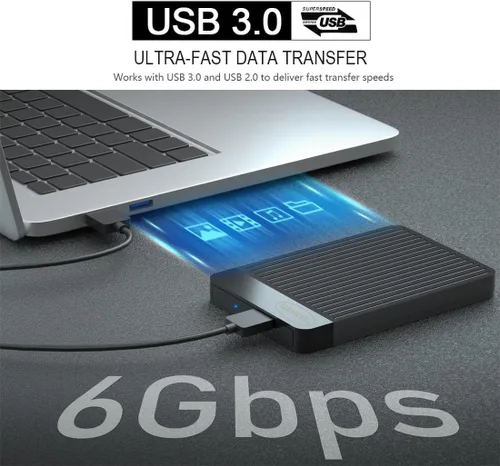 Vista 3 de Disco duro externo portátil ultra delgado de 250 GB, 2.5 pulgadas, USB 3.0, almacenamiento HDD para Mac, PC, portátil, PS4, Xbox one