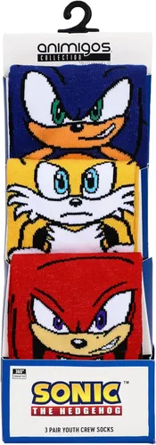 Vista 6 de Bioworld Sonic The Hedgehog Characters Youth - Paquete de 3 calcetines 360, Multi colorido