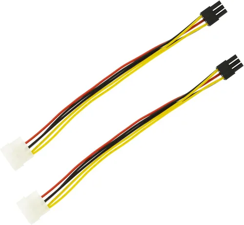 Vista 6 de Paquete de 2 cables de alimentación de 4 pines MOLEX a 6 pines para tarjeta de video GPU, 8.6’’ 22cm
