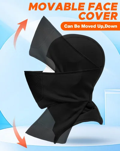 Vista 2 de Pasamontañas con diseño movible para hombres y mujeres, forro polar para invierno, para clima frío, esquí, trabajo al aire libre