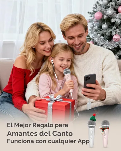 Vista 4 de Micrófono de canto con auriculares, ideal para grabación vocal, podcasting, transmisión en vivo, juegos, compatible con Smule & Starmaker y Rosa