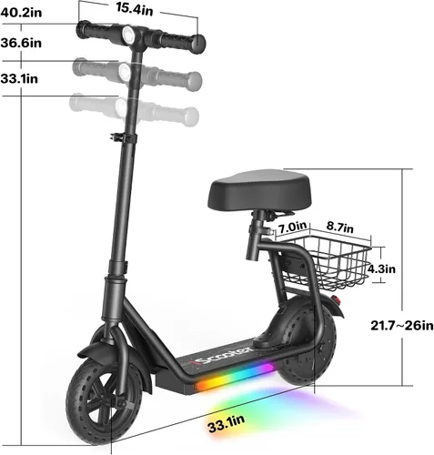 Vista 10 de iScooter Scooter eléctrico para niños 2 en 1 ik7, alcance de hasta 12 mph y Negro oscuro