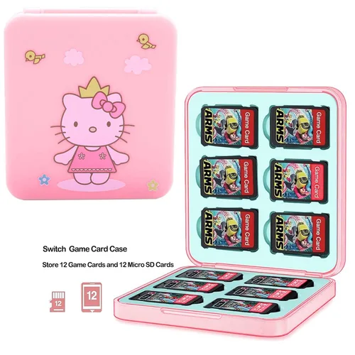 Vista 6 de Paquete de accesorios para Nintendo Switch OLED - Kit de accesorios Kawaii NS Oled rosa con funda de transporte de dibujos animados, funda