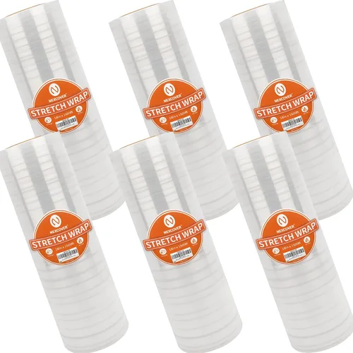 Vista 18 de NEXCOVER Envoltura Elástica de 18 Pulgadas - 1200 Pies Calibre 60, 1 Rollo de Película Elástica Autoadhesiva de Plástico Transparente