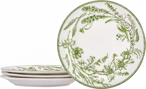 Vista 9 de Bico Blossom Symphony - Juego de 4 platos de ensalada de 8.75 pulgadas de cerámica, platos de postre para ensalada, aperitivo, guarniciones, aptos