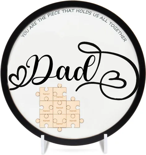 Vista 15 de Letrero personalizado con nombre de la familia, adornos de madera para la familia, placa de rompecabezas con nombre personalizado, decoración