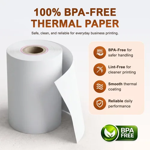 Vista 5 de Rollo de papel de recibo para impresora térmica portátil móvil de 2.283 in (paquete de 20 rollos)
