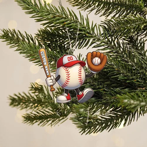 Vista 6 de Personalized Baseball Christmas Ornament Custom Player Gift Decor 25on335