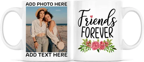 Vista 25 de Taza de café con texto en inglés "Because Of You I Laugh", regalo para mujeres, mejores amigas, mejores amigas, tazas personalizadas de amistad