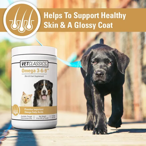 Vista 3 de Vet Classics Suplemento Omega 3-6-9 para piel y pelaje de mascotas – Apoya la salud de la piel de los gatos, abrigos brillantes para mascotas