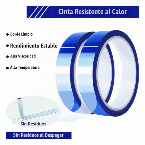 Vista 3 de MEBMIK 2 rollos de 20 mm x 33 m (108 pies) Cinta térmica azul de alta temperatura, cinta resistente al calor, cinta de transferencia de calor