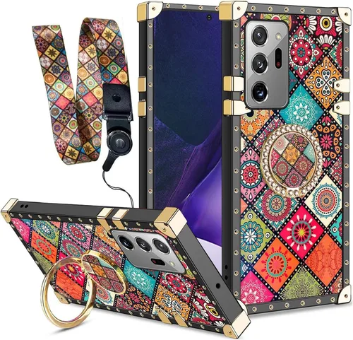 Vista 10 de Funda para teléfono Samsung Galaxy A21S con soporte de anillo, diseño retro elegante de lujo, estampado de leopardo, guepardo, dorado, protección