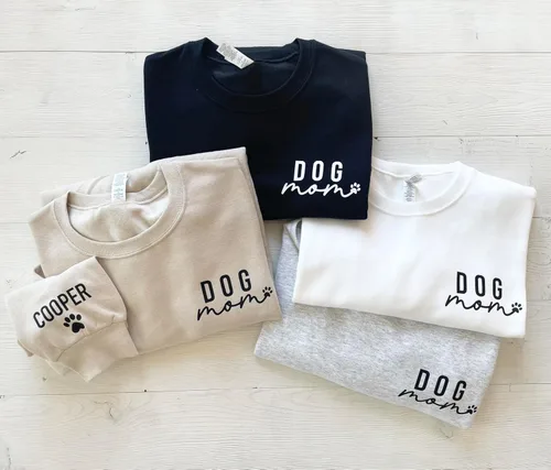 Vista 6 de Up2ournecksinfabric, Custom Dog Mom Sweatshirt - Women's Paw Sweatshirt Gift for Dog Lover Grey