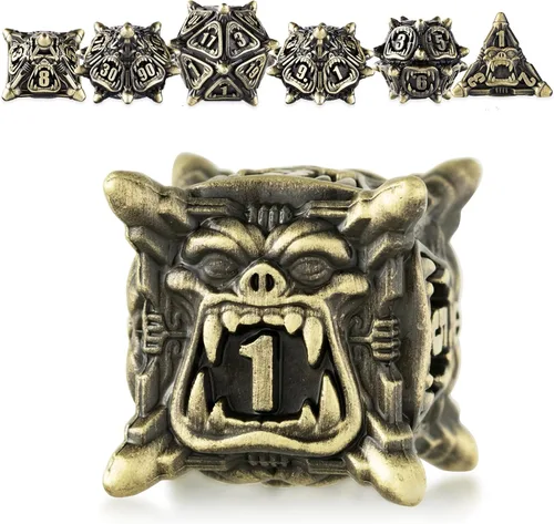 Vista 10 de Surpass DND Juego de Dados de Metal Ojo de Dragón Juego de Dados Poliédricos para Juegos de Rol con Caja D20 D12 D10 D% D8 D6 D4 para Pathfinder MTG