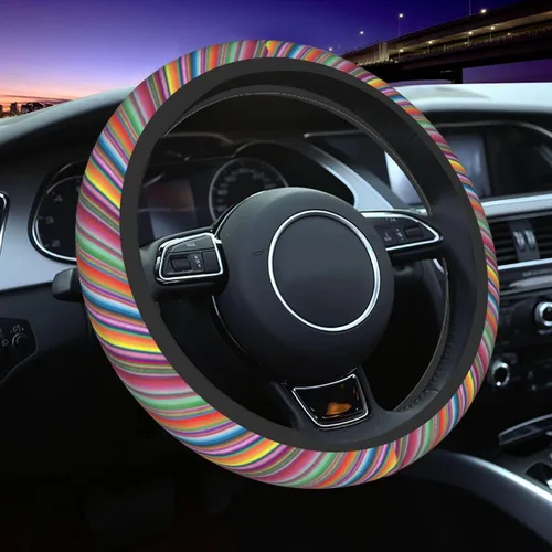 Vista 23 de Funda para Volante de Azulejos Mexicanos Coloridos Accesorios de Automóvil Lindos para Mujeres Niñas Femenino Universal 15 Pulgadas Neopreno
