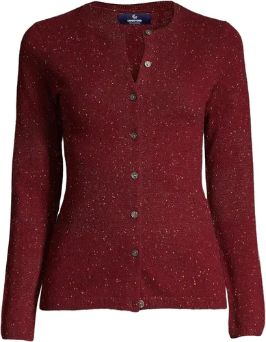 Vista 5 de Lands' End Cárdigan de cachemira para mujer, color burdeos, Donegal, regular, talla M, Borgoña