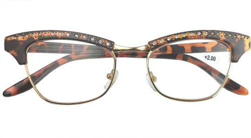 Vista 3 de Circleperson Mujeres Ojo de gato Gafas de lectura Lector de diamantes de imitación Estilo vintage