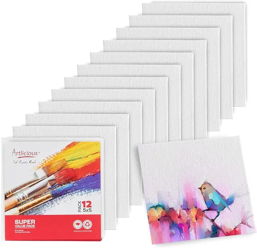 Vista 15 de Artlicious Lienzos para pintar – Paquete de 12,4 x 4 pulgadas de lienzo blanco – Paneles de arte 100% algodón para pintura al aceite, acrílico