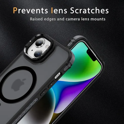 Vista 5 de Funda KETGII para iPhone 13, para iPhone 14, compatible con MagSafe, carga inalámbrica, resistente, a prueba de golpes, pata ajustable, delgada