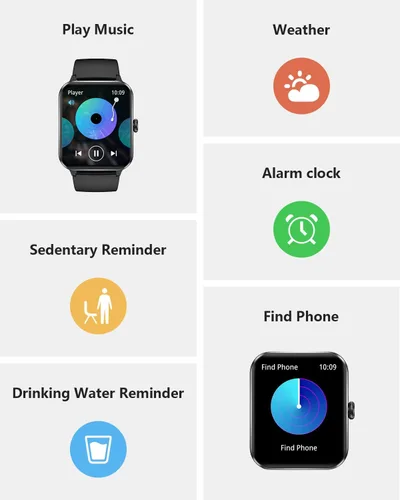 Vista 7 de Reloj inteligente, reloj inteligente HD de 1.85 pulgadas para hombres y mujeres (respuesta/hacer llamadas), reloj de fitness con frecuencia