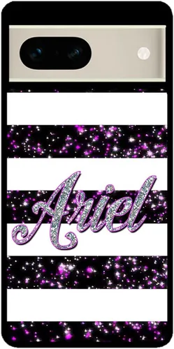 Vista 2 de Funda de goma negra personalizada con barras de purpurina moradas y plateadas, compatible con Google Pixel 10, 10 Pro, 10 Pro XL, 9a, 9 Pro, Pixel