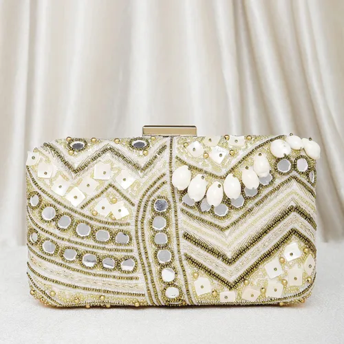 Vista 6 de Potli - Bolso de mano para mujer, hecho a mano, elegante, para novia, a la moda