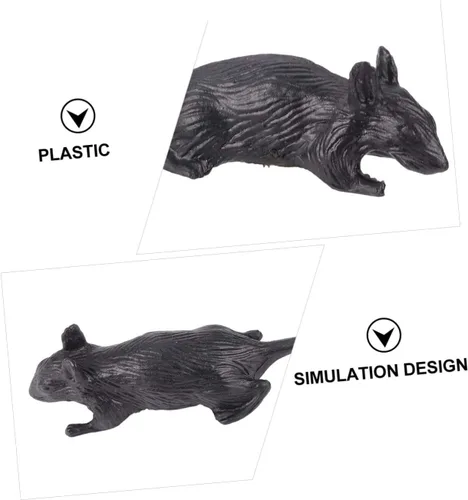 Vista 3 de 10 ratones falsos de plástico para simulación de Halloween para trucos y decoración, ligeros, reutilizables, divertidos para fiestas de Halloween