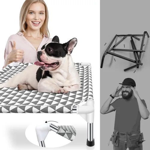 Vista 4 de Kuntrust Cama Elevada para Perros de Exterior Actualizada Catre para Mascotas Elevado Cama Refrescante para Cachorros Cama Elevada para Perros