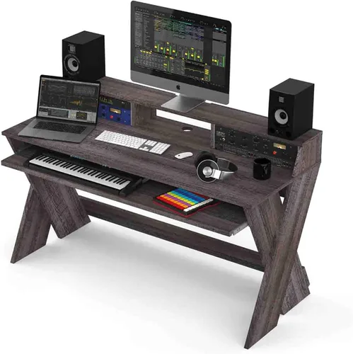 Vista 3 de Glorious Sound Desk Pro Estación de trabajo profesional de estudio en nogal