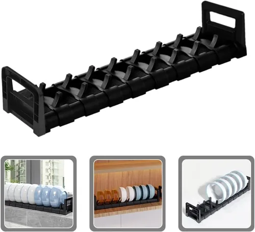 Vista 9 de Kichvoe Escurridor de platos ajustable para gabinete y bandeja de secado para encimera de cocina, elegante material de PP