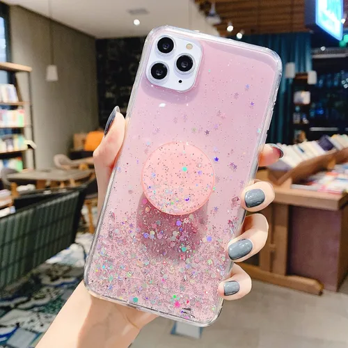 Vista 8 de Funda diseñada para iPhone 13 Pro Max para mujeres y niñas, con purpurina, bonitas, con soporte, funda protectora suave para teléfono para iPhone 13