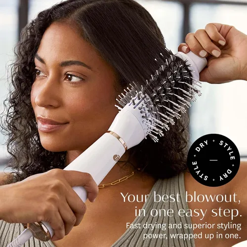 Vista 2 de T3 AireBrush One Step Smoothing and Volumizing Hair Blow Dryer Brush, for Fast Drying and Styling with Multiple Heat and Speed Settings, Ceramic and