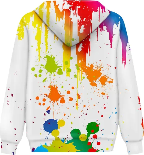 Vista 2 de Linnhoy Sudaderas con capucha para niños y niñas con estampado digital 3D de 6 a 15 años Cbai Blanco