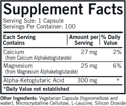 Vista 2 de Kirkman Ácido alfa-cetoglutárico 300 mg - Hipoalergénico 100 Cápsulas Vegetarianas