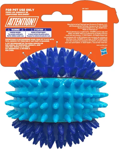 Vista 4 de Nerf Dog 9.4 cm TPR Pelota de chirrido con picos de 3 partes para perros - Azul oscuro/Azul claro