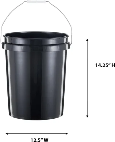 Vista 2 de United Solutions Cubo de 5 galones de plástico resistente con mango cómodo, fácil de limpiar, perfecto para trabajos de mejoras en el hogar o Negro