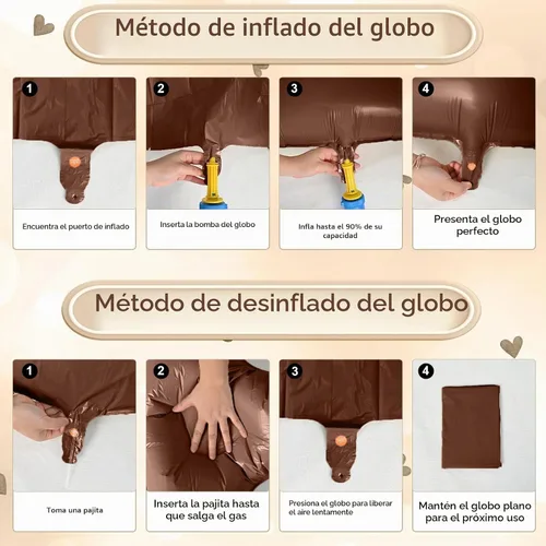 Vista 8 de Decoración de Globos Número 10 de 40 Pulgadas, Globos de Corazón Neutro de Papel de Aluminio Crema Retro Albaricoque Marrón con Globo de Helio