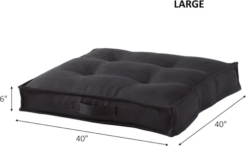 Vista 6 de Almohada cuadrada copetuda con funda extraíble, negro, grande (40 pulgadas)