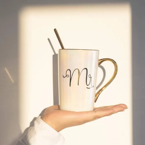 Vista 4 de Tazas de café de cerámica, regalos para pareja despedida de soltera, patrón de señor y señora
