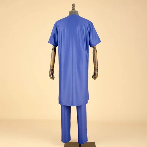 Vista 5 de Dashiki - Conjunto de ropa para hombre africano, abrigos largos, camisas estampadas y pantalones Ankara, trajes tribales