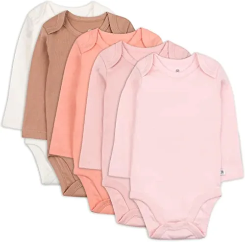 Vista 8 de HonestBaby Baby-girls - Paquete de 5 mamelucos de manga larga de una pieza 100% algodón orgánico para bebés y niñas Negro