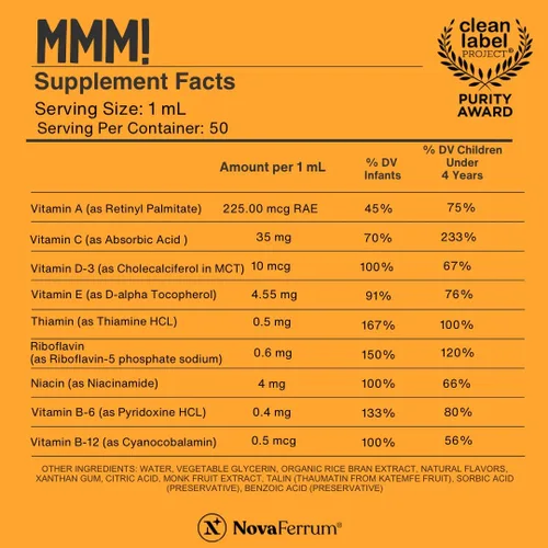 Vista 3 de Suplemento multivitamínico de 1.7 fl oz para bebés y niños, de NovaMV