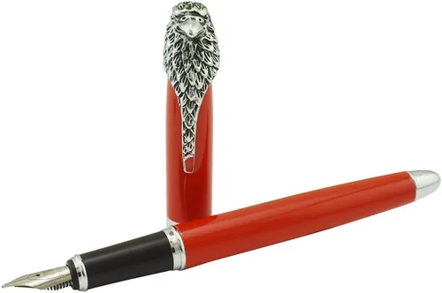 Vista 5 de Fuliwen Eagle Head - Pluma estilográfica con convertidor de recambios de tinta, tamaño mediano (rojo)