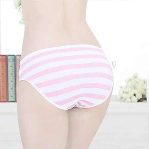 Vista 6 de Bragas japonesas a rayas bikini de algodón Anime azul rosa Cosplay ropa interior 2 unidades calzoncillos