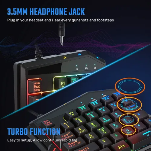 Vista 7 de Juego de adaptador de teclado y ratón para PS4SwitchXbox One IFYOO KMAX2 Plus Consola de juegos con cable compatible con FortniteePUBGGRainbow Six